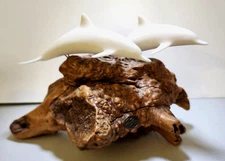 John Perry Dolphin Sculpture Burlwood Sea Marine Large Vintage