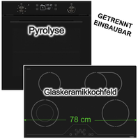 Herdset Backofen Pyrolyse + Glaskeramikkochfeld 78 Cm Zweikreiszone BräTerzone