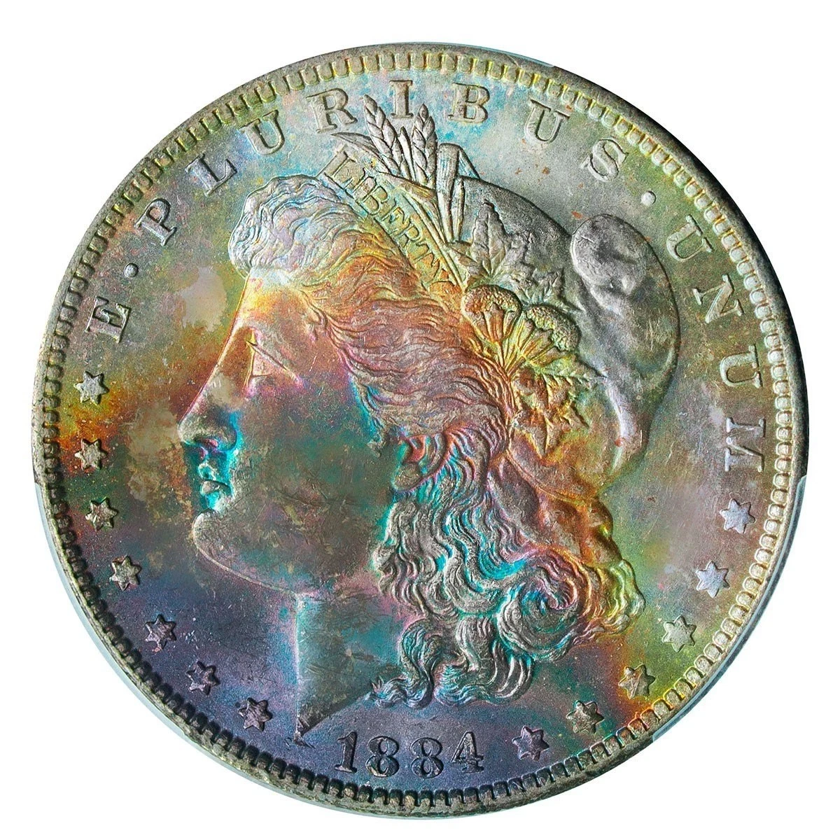 PCGS Certified MS 63 Graded 1884 Year Morgan US Dollars (1878-1921
