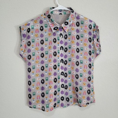 Adventure Time Theme Top Womens S / M Cartoon Fandom Novelty Print Pop Culture