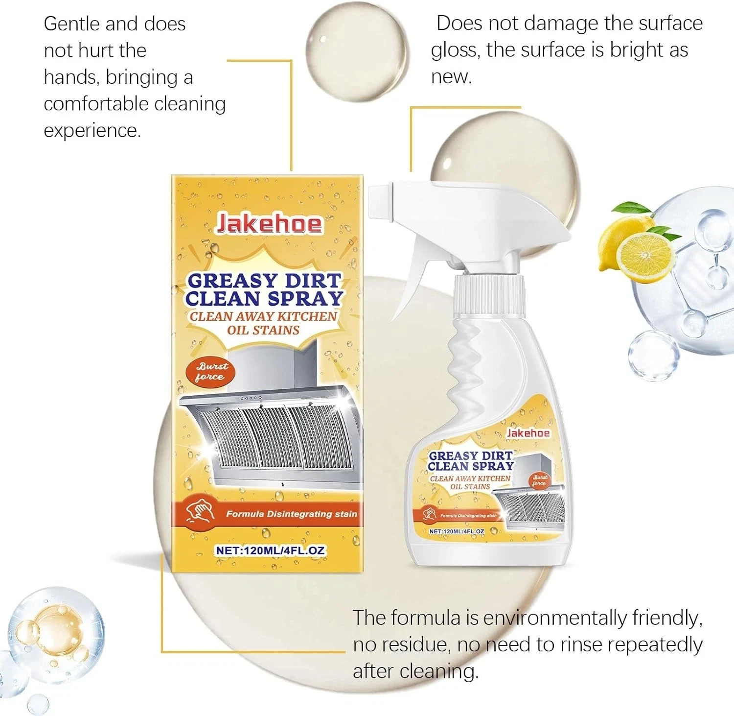 Powerful Oil Dirt Cleaning Spray Easily Remove Kitchen Grease Stains  3x 120ml