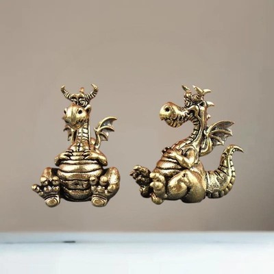 Fengshui Chinese Flying Dragon Statue Figurines Vintage Brass Lucky Ornament