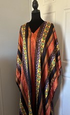 Winlar Geometric Colorful Kaftan Dress V-Neck Lightweight One Size Polyester