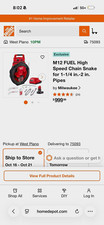 Milwaukee M12 FUEL High Speed Chain Snake 20 ft Inner Core 5/16 in 2519-21