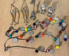 Lot Vintage Costume Jewelry Noahs Ark Coin Necklace Pewter Eagle, Necklace 38"