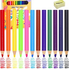12 Colors Short Colored Pencils for Kids Toddlers, Thick Color Drawing Pencil...