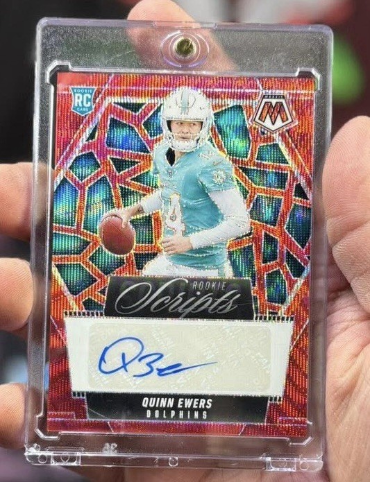 2025 Panini Mosaic Football Rookie Scripts Quinn Ewers RC Red Wave Auto SSP