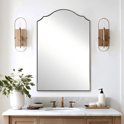 24x36'' Scalloped Gold Mirror - Modern Wall Decor for Any Room