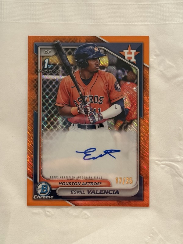 2024 Bowman Chrome Esmil Valencia Orange Shimmer Refractor Auto /25 #BCP-75