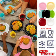 4Pcs BT Plastic Plates Reusable Microwave Safe Unbreakable Set Picnic BBQ Party