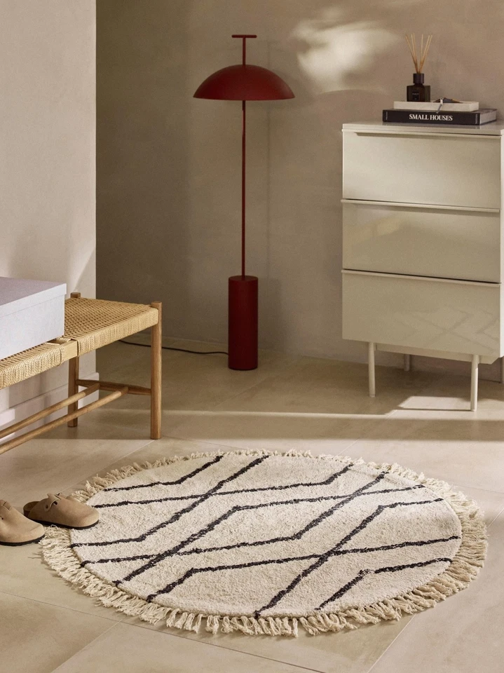 Westwing Collection runder Baumwollteppich Bina mit Rautenmuster, 110 cm - Bild 3 von 4