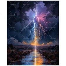 Lightning Storm Paint by Numbers Kit for Adults - DIY Dramatic Lightning and ...