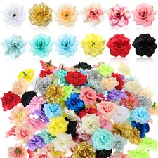 110 PCS Colorful Fake Silk Rose Head Bulk 1.77 Inches Artificial Mini Flowers
