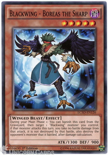 LC5D-EN126 Blackwing - Boreas the Sharp 1st Edition Mint YuGiOh Card