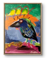 Original Art Little Crow 14x11 Abstract Expressionist Original Painting Canvas