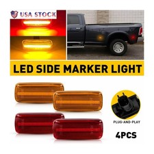 For 10-18 Dodge Ram 2500 3500 Dually Bed Led Fender Side Marker Lights Amber Red