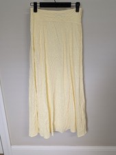 Abercrombie Fitch Pale Butter Yellow Textured Flowy Maxi Skirt Size XS