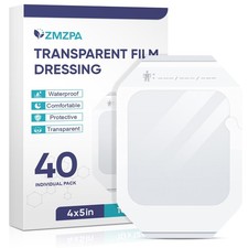 40 Packs Transparent Film Dressing 4" x 4.75", Waterproof 4''x5'' 40 Packs