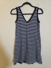 Everlane Women's Size XS Blue/ White Cotton V-Neck Striped Pullover Tank Dress