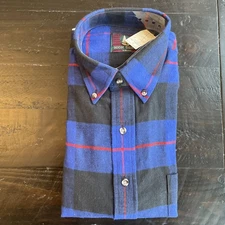 Vintage High Sierra Flannel Shirt Mens Large Blue Black 90s New Old Stock