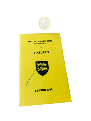 Cricket Handbuch Fixture Card Oxton 1990 Vintage ra
