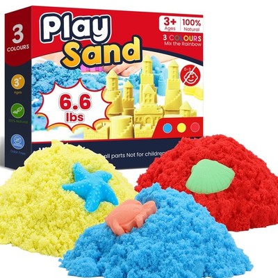 6.6lbs Sensory Play Sand - 3-Color Mixed Pack for Kids, Shaping & Sculpting Fun