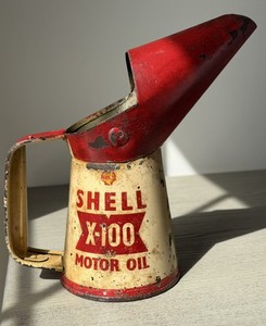 Vintage SHELL X-100 Motor Oil Pint oil pourer jug