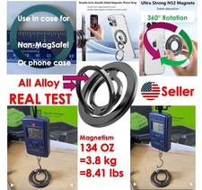 Black Phone Grip Double Metal Magnetic Removable Works Wireless Charging 2 items