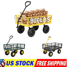 2IN1 900Lbs Garden Dump Cart, Yard Cart Lawn Utility Heavy Duty Steel Dump Wagon