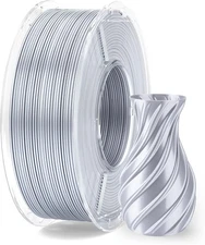 ELEGOO Silk PLA Filament 1.75mm Silver Grey 250g, Shiny 3D Printer Filament Dime