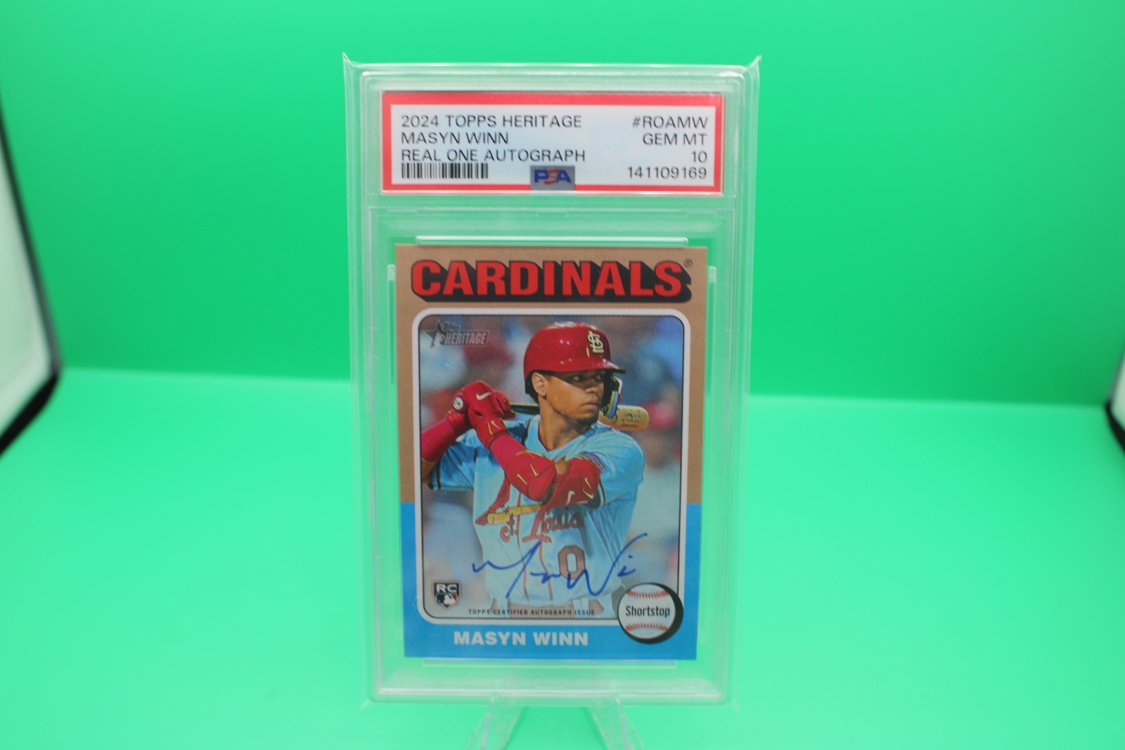 2024 Topps Heritage Real one Autograph Masyn Winn No. ROAMW PSA 10 view 8