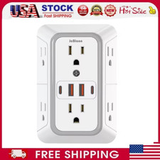 6 Outlet Surge Protector Power Strip 4 USB Ports 2 Type-C Fast Charging Wall Tap
