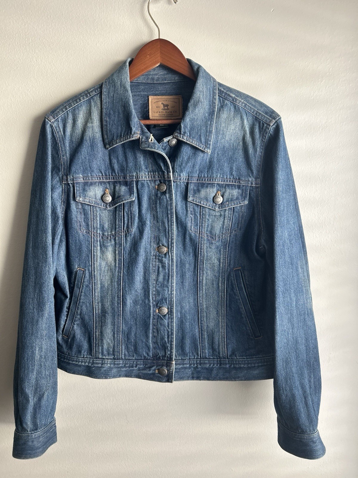 Vintage Lauren Jeans Co. Ralph Lauren Blue Denim Jacket Womens Size L RARE
