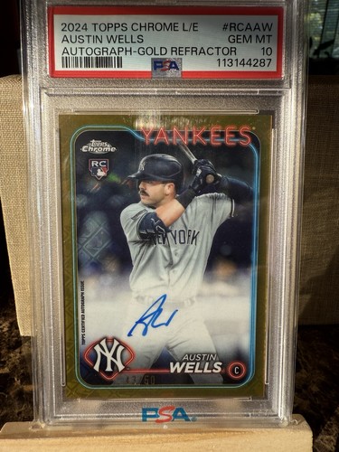 Austin Wells [Gold] #RCA-AW 2024 Topps Chrome Logofractor MLB Refractor Autograph card