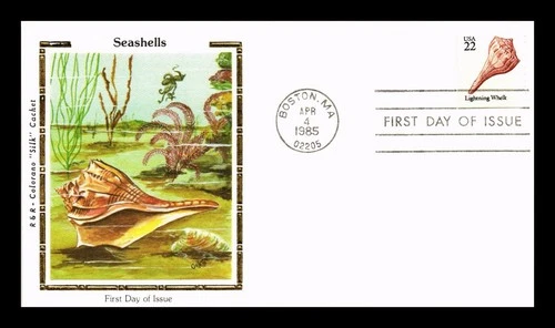 US COVER COLORANO SILK FIRST DAY OF ISSUE SEASHELLS LIGHTNING WELK