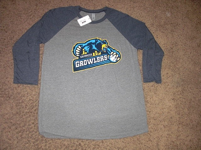 #ad KALAMAZOO GROWLERS Baseball 3 4 Jersey style Shirt Raglan men#x27;s L NEW WITH TAGS $12.66