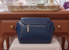 Peacock Blue Leather Shoulder Purse Sturdy Du...