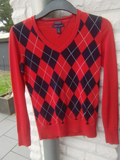 Hilfiger -Pullover - Pima Cotton -  Baumwolle- Raute - Rot - Gr XS
