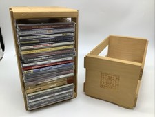Lot of 2 Napa Valley Box Co Wood CD Storage Crate Holds 21 CDs Each