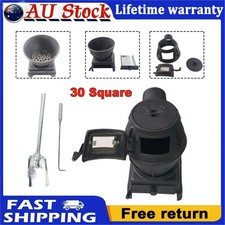 Cast Iron Wood Pot Belly Heater Heat Up To Camping Heating Coal Stove 30 Square
