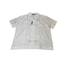 NWT Cubavera Mens 3XL White 100 Linen Short Sleeve Guayabera Shirt