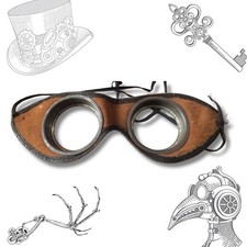 Vintage Leather Aviator Goggles - Steampunk Cosplay Eye Gear - Antique Style