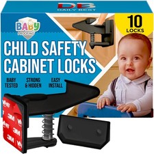 - Cabinet Locks for Babies - Safety Latches 10 Pack - Invisible Adhesive Baby...