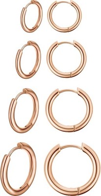 Boao Creolen-Set, Edelstahl, Nasen- und Lippenringe, Knorpel-Creolen, Rose Gold