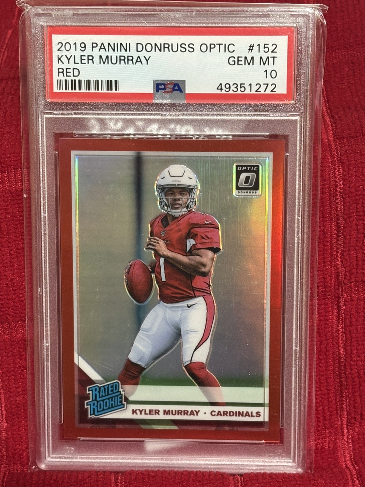 2019 Kyler Murray Donruss Optic Rated Rookie Red /99 PSA 10 Color Match SP RC