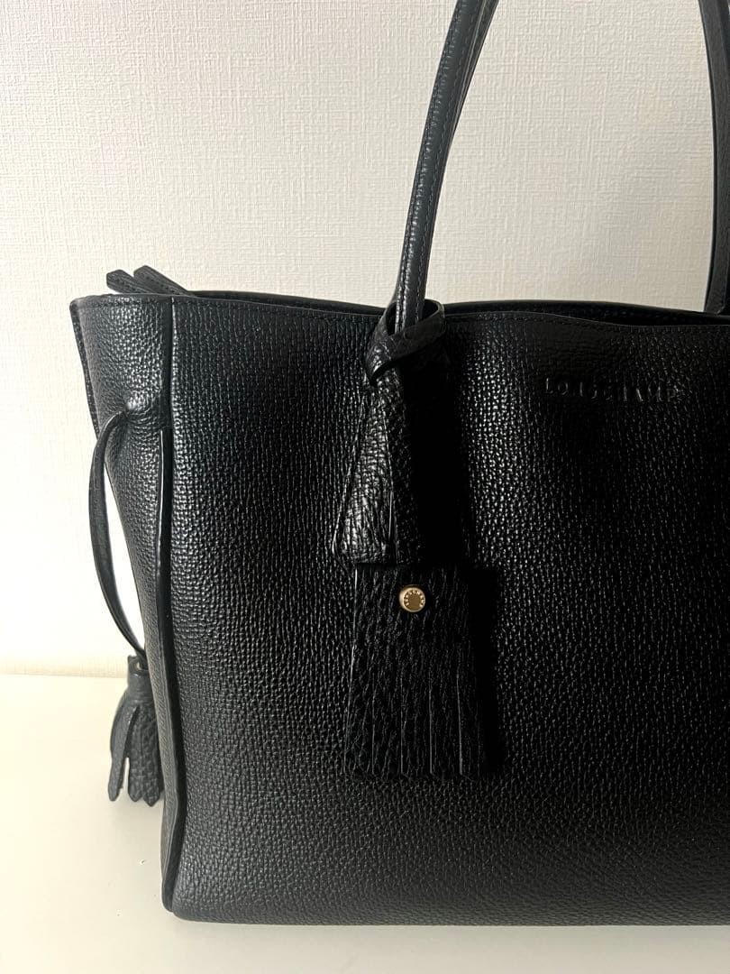 Longchamp Penelope Leather Tote Bag (Black) women hand bag purse
