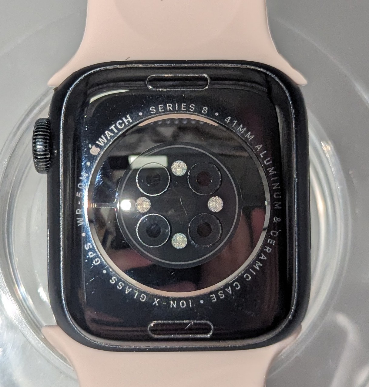 Apple Watch Series 8 41mm GPS 32GB Black Case Pink Sport Band 88% Battery (B) image 4