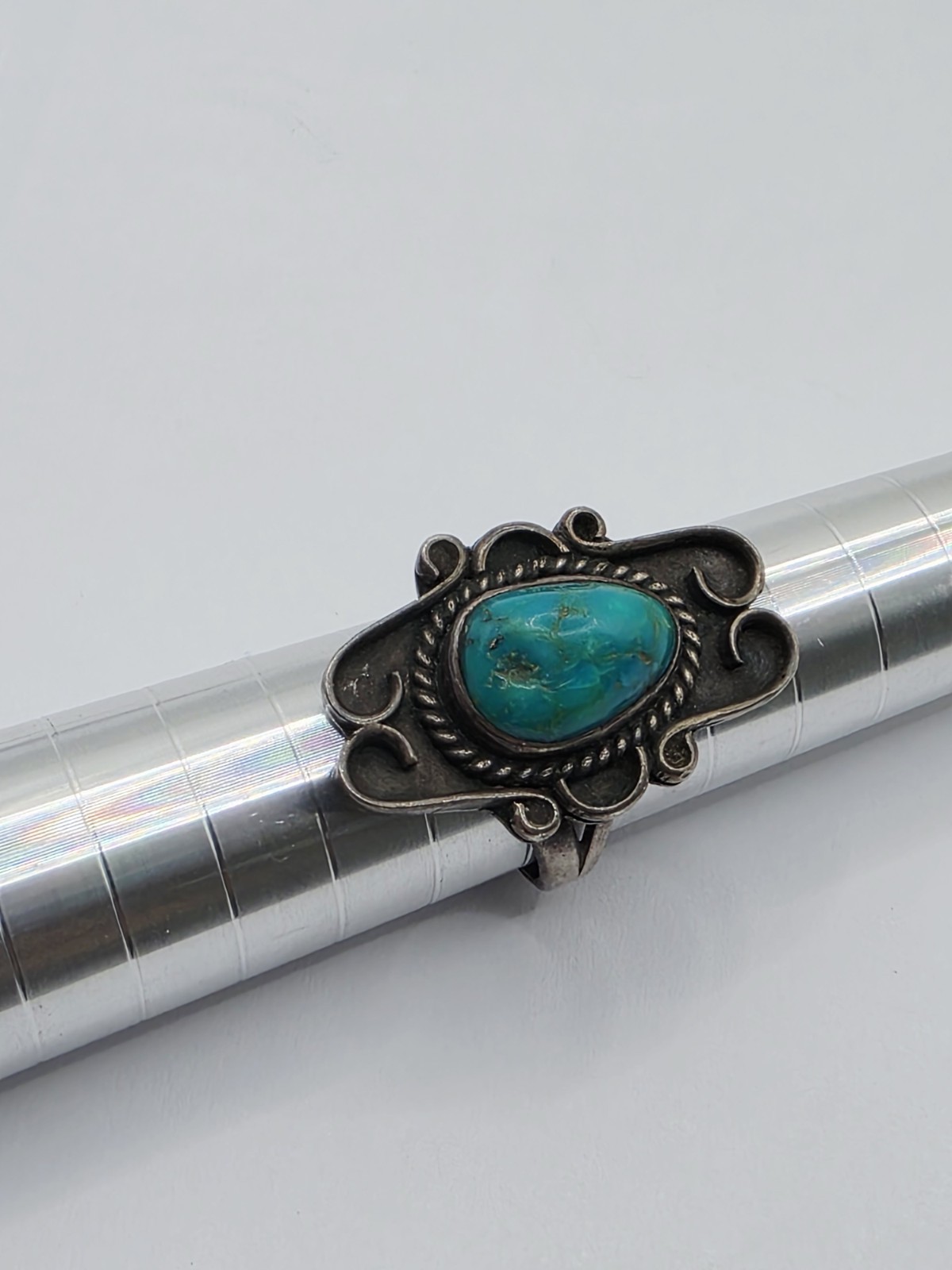 Native American Turquoise Statement Ring – Signed… - image 11