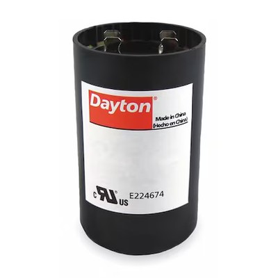 Dayton 2Meu3 Motor Start Capacitor, 220 To 250V Ac, 340-408 Mfd, Round, 4 3/8