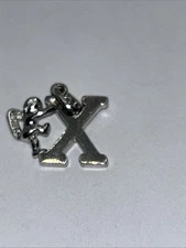 New Sterling Silver Initial 'X' Charm, 925 baby angel